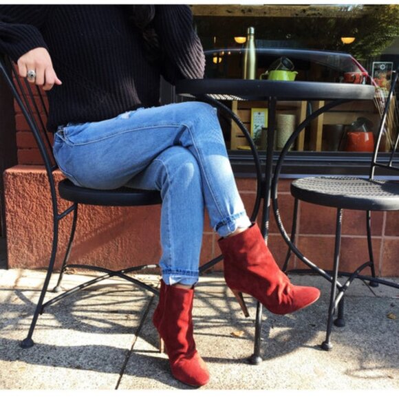 Free People Shoes - Free People Fairfax Heel Suede  Zip Boot Rust Red